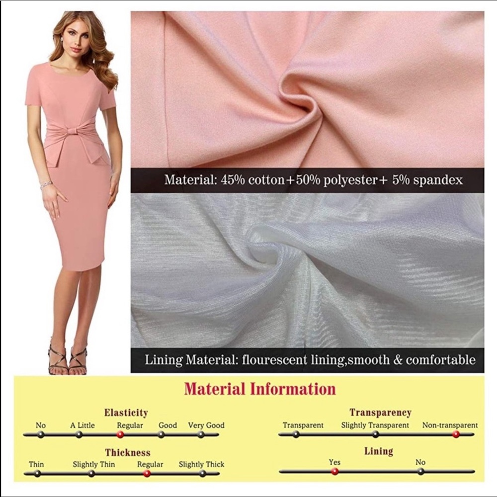 NWT bow pleat waist sheath vintage blush dress Med - Picture 8 of 10